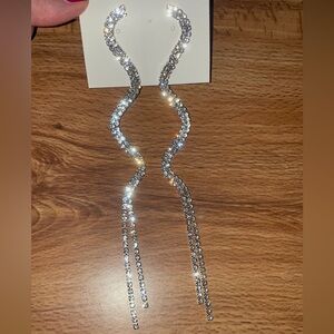 Silver Swirl Rhinestone Earrings